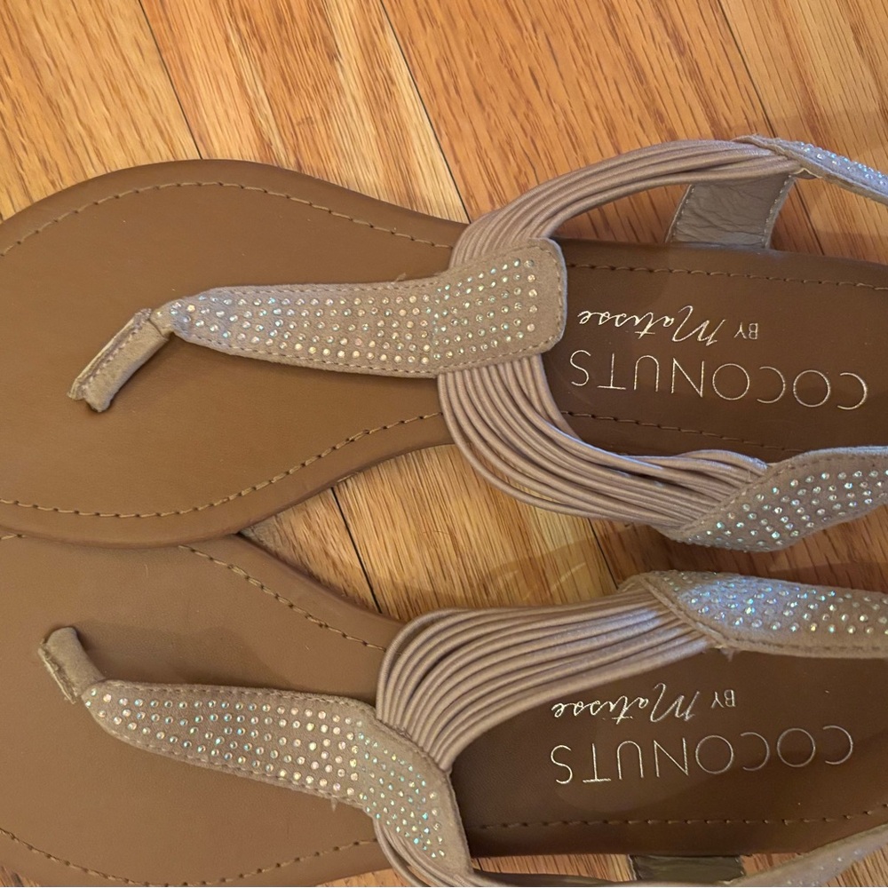 Coconuts by Matisse Beige Sandals with Rhinestones